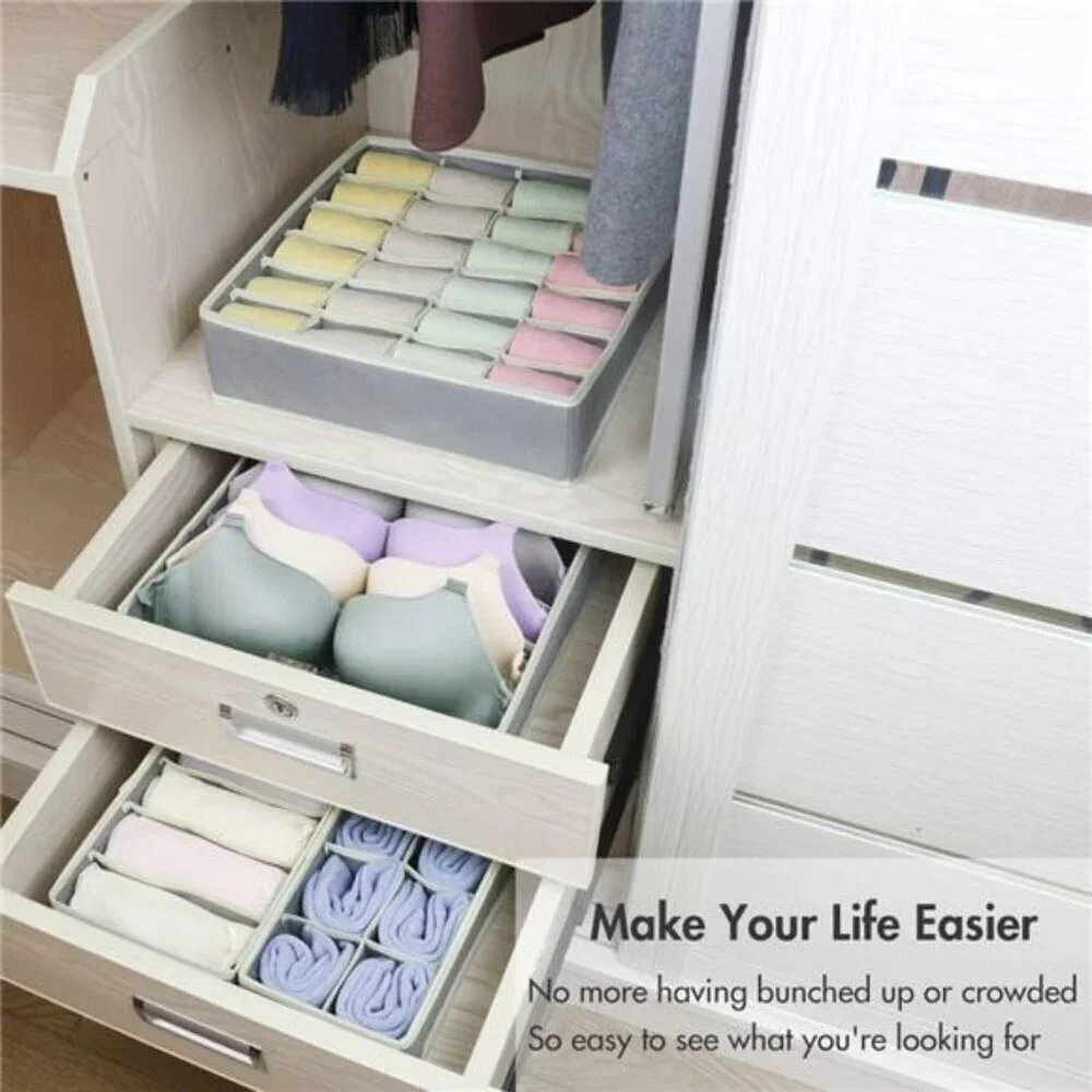 Drawer Organizers for Underwear Bras Socks Closet Storage Boxes Foldable Set